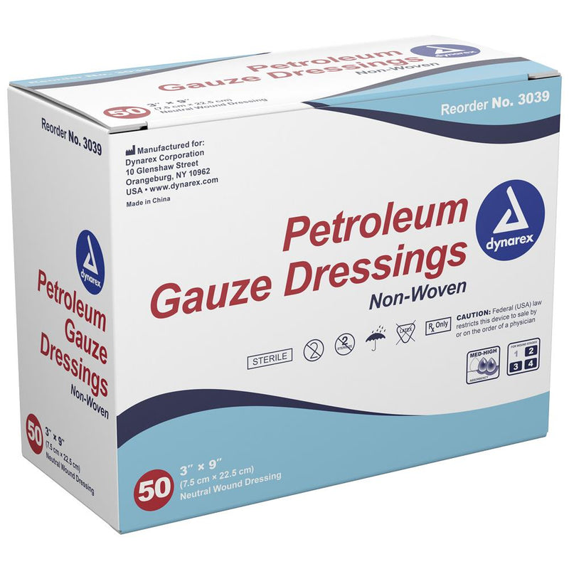 Dynarex Petroleum Gauze Dressing 3" x 9" (50 / Box)