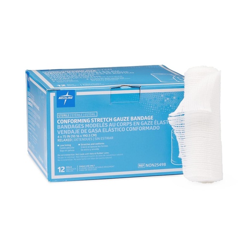 [NON25498] Stretch Gauze: Medline Sterile Conforming Bandages (4" x 75" Rolls); 12/Box