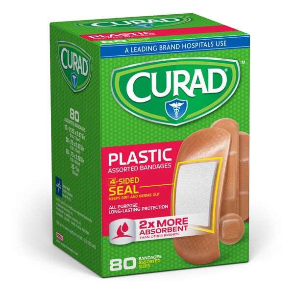 CURAD Plastic Adhesive Bandages, Plastic, Assorted Sizes