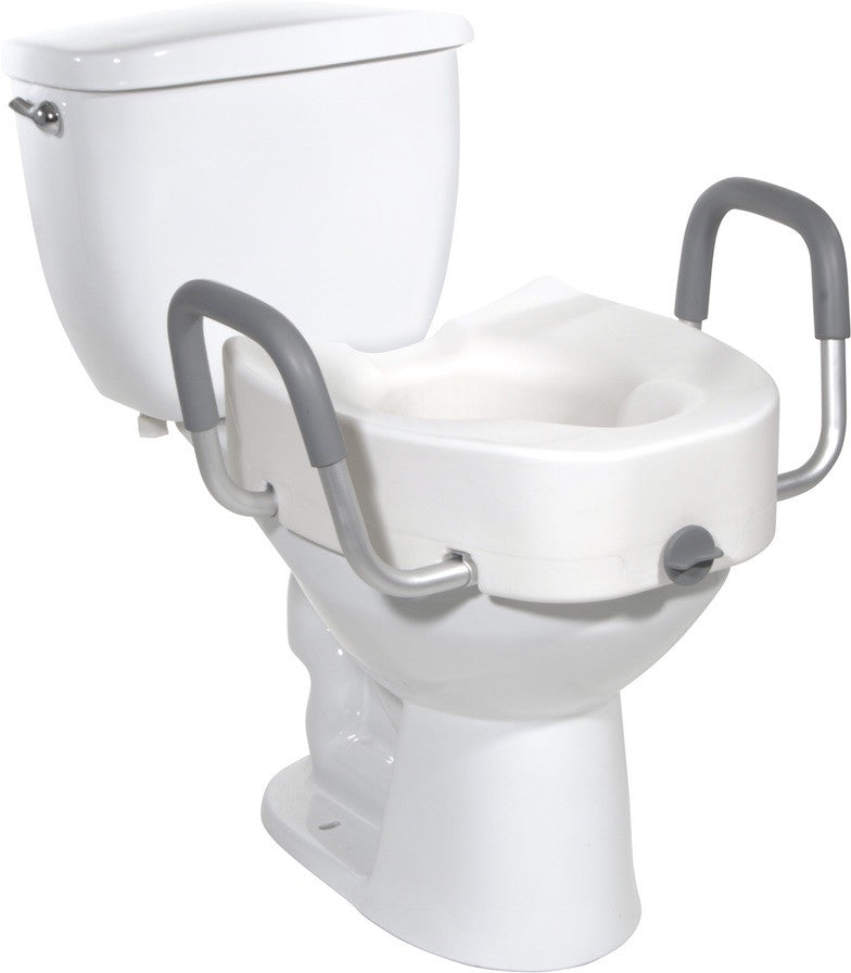 Locking Raised Toilet Seat with Tool-free Removable Arms