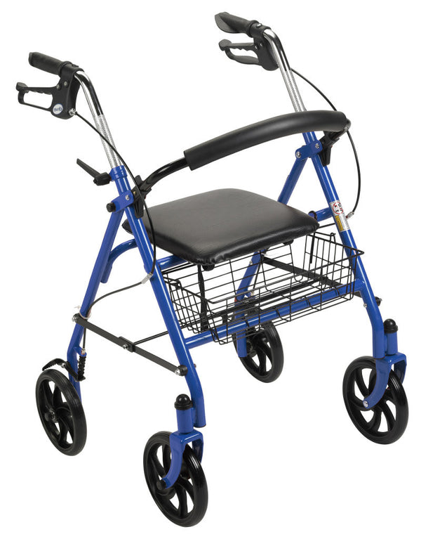 4 wheel folding rollator with seat and back