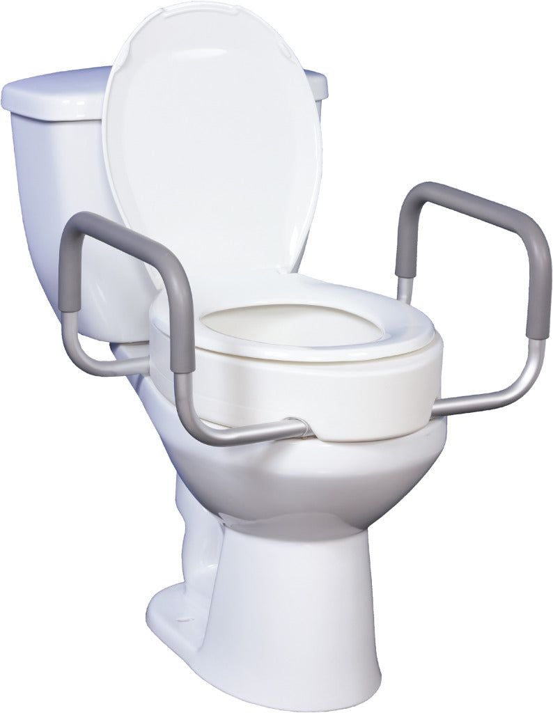 Elevated Toilet Seat with Removable Arms - Allows Toilet Seat