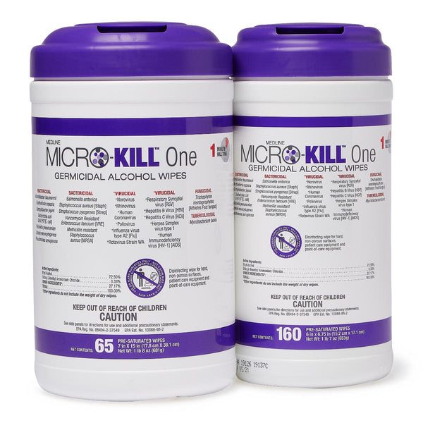 Micro-Kill One Germicidal Alcohol Wipes (160 Wipes Per Tub)