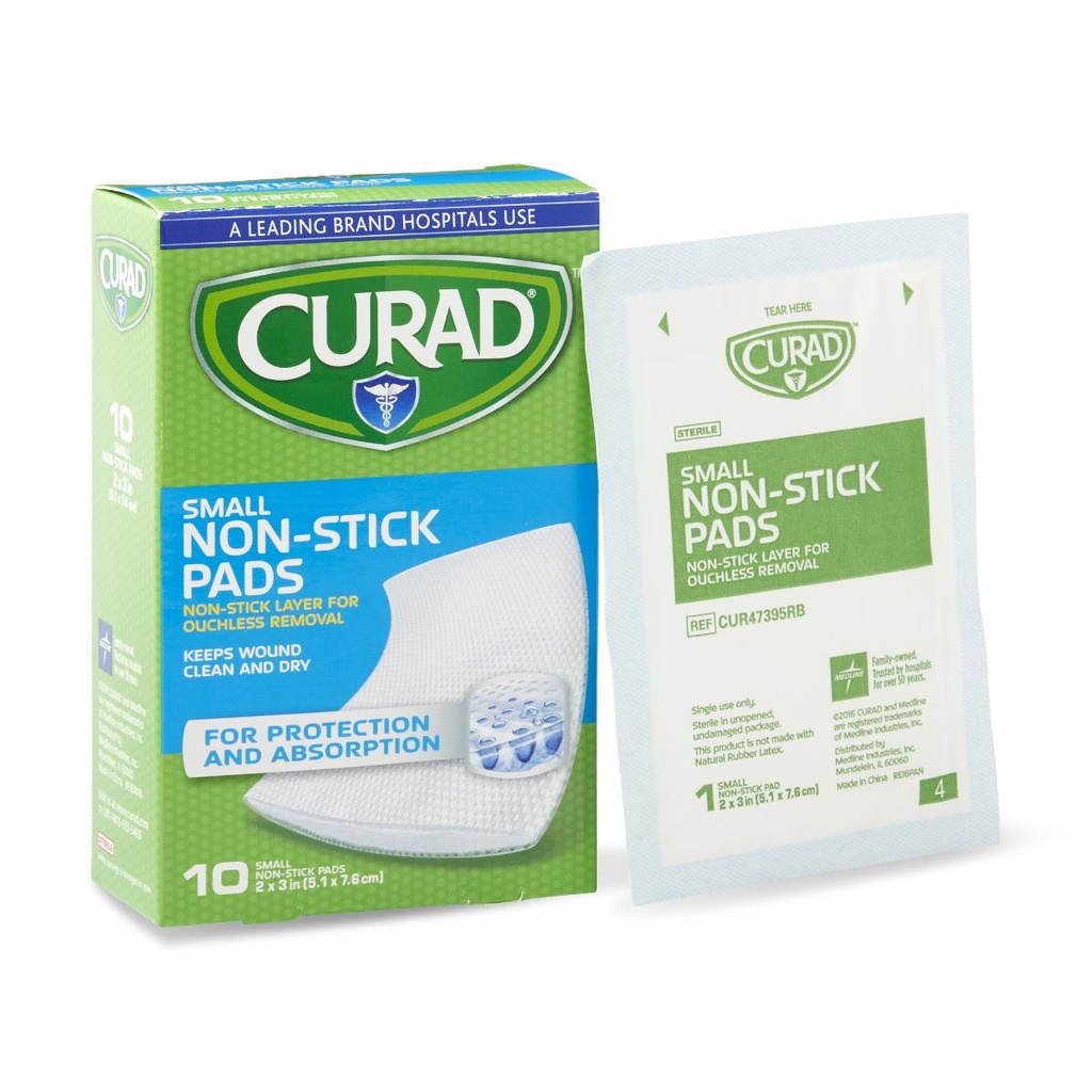 Nonstick Pads: CURAD Sterile Nonstick Pads (2" x 3"); 10/Box