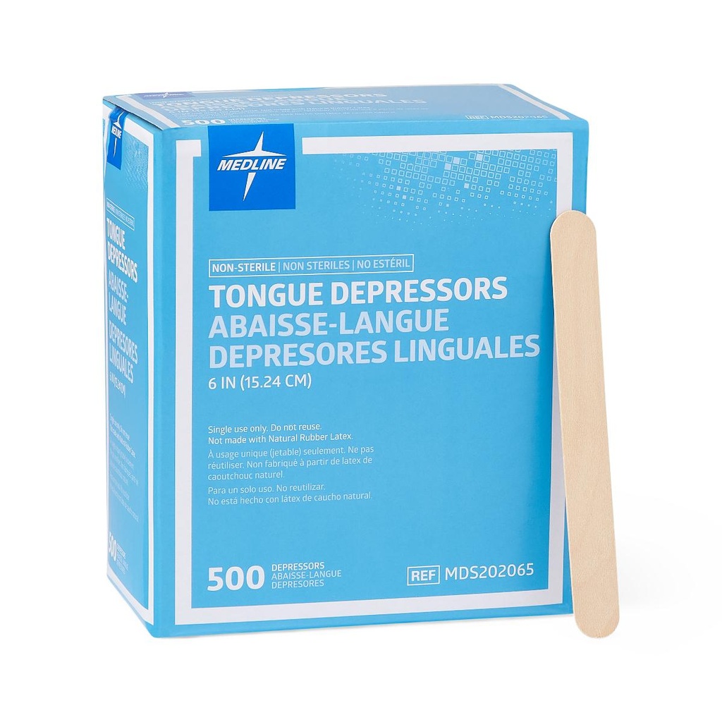 Tongue Depressor: Non-Sterile 6"; Box of 500
