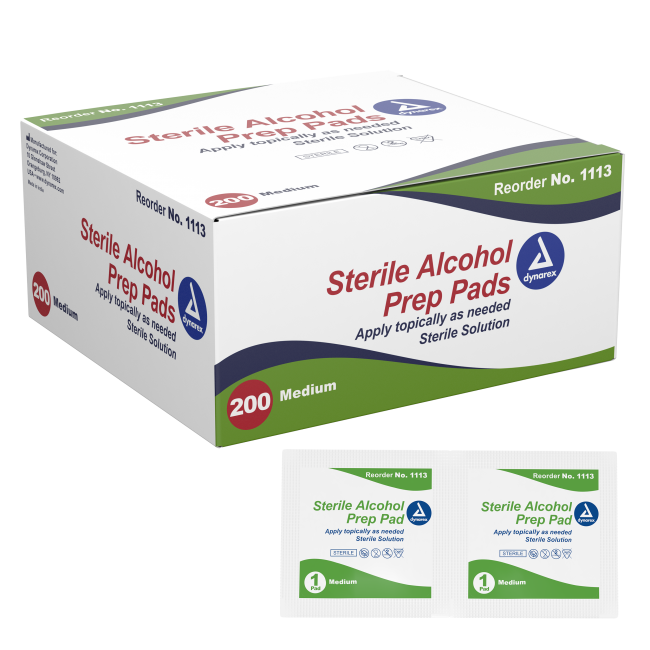 Dynarex Sterile Alcohol Prep Pad (MEDIUM), 200 / Box