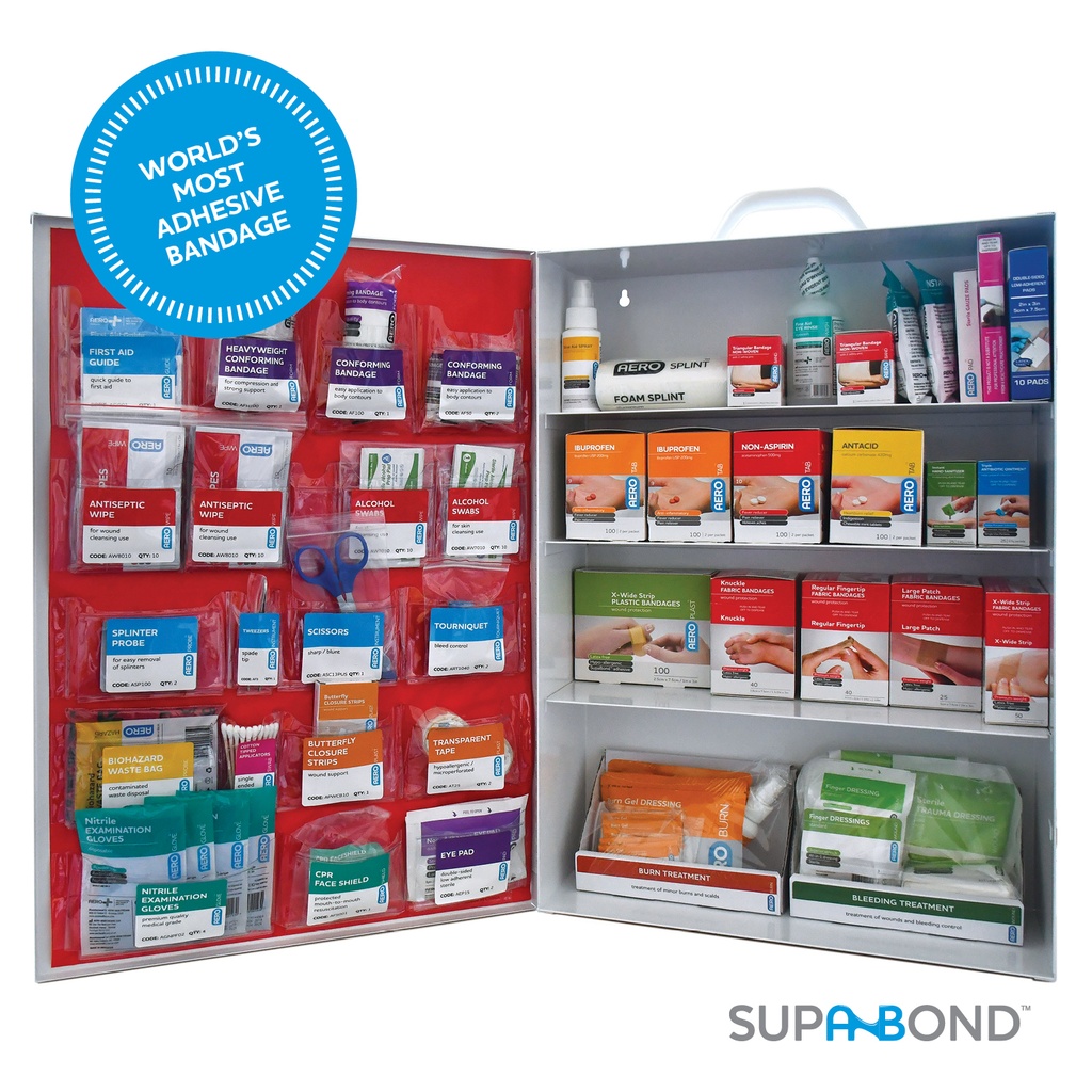 Aero SUREFILL150 Series 4-Shelf First Aid Cabinet ANSI 2021 - 1 KIT (No Meds)