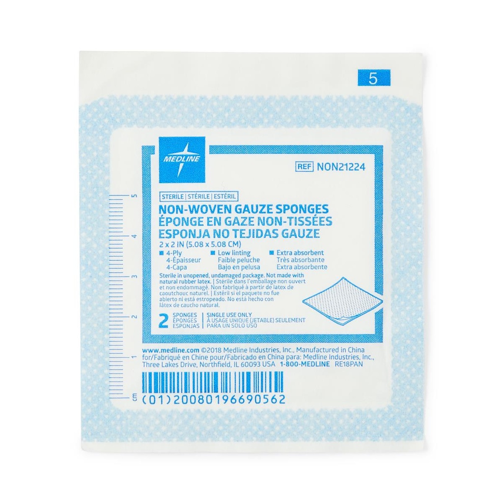 Gauze: Medline Sterile Nonwoven Sponges (2" x 2"); 50/Box