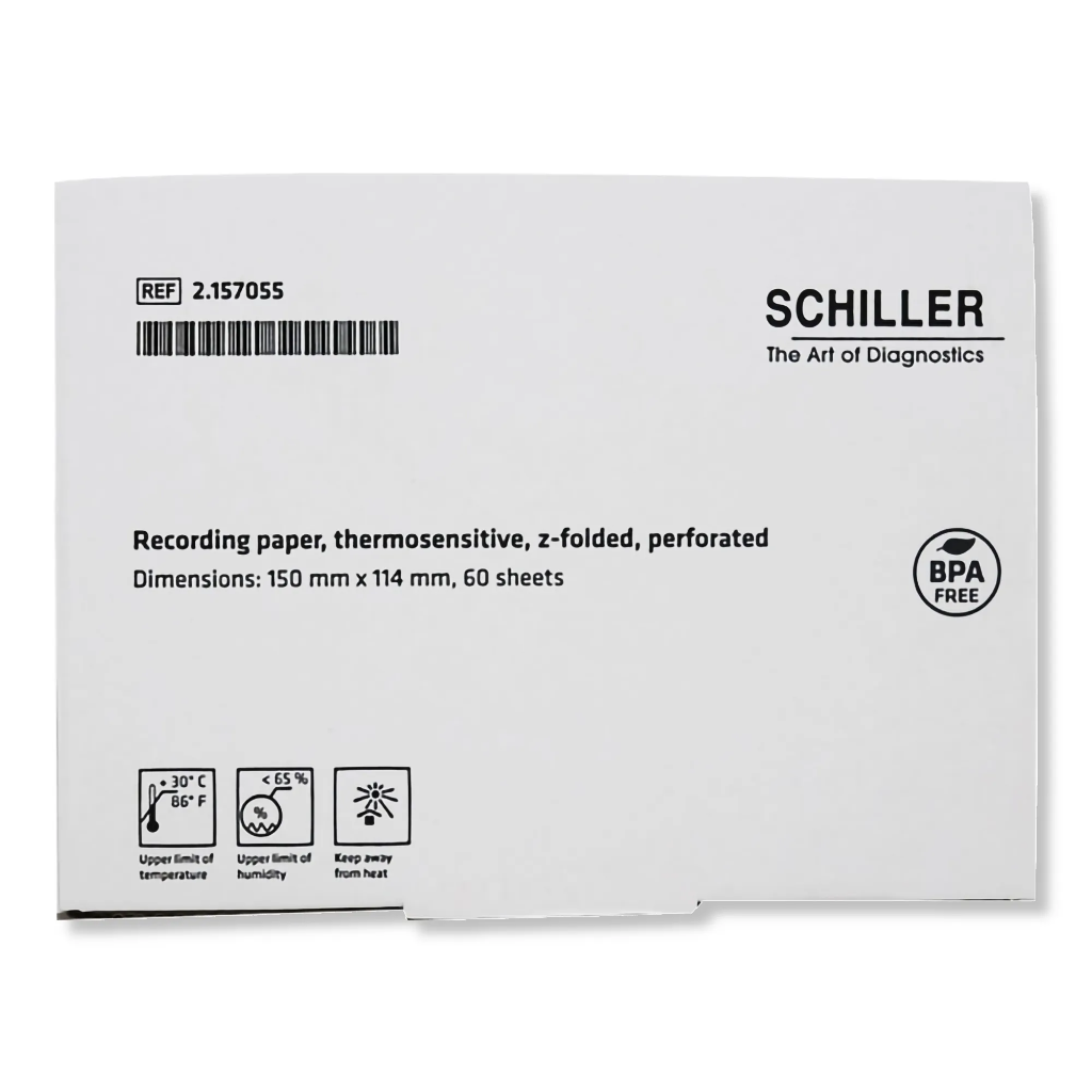 Schiller Recording Paper, Thermosensitive, Z-Folded Perforated  150mm X 114mm  60 sheets