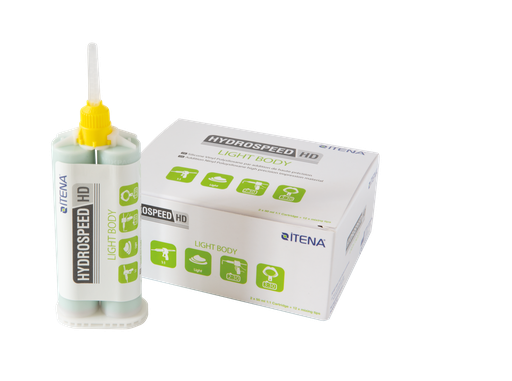 [HYD-BL] Itena Hydrospeed HD Impression Material (TYPE 3 - LIGHT BODY) - PACK OF 2 (50ML) CARTRIDGES & 12 MIXING TIPS