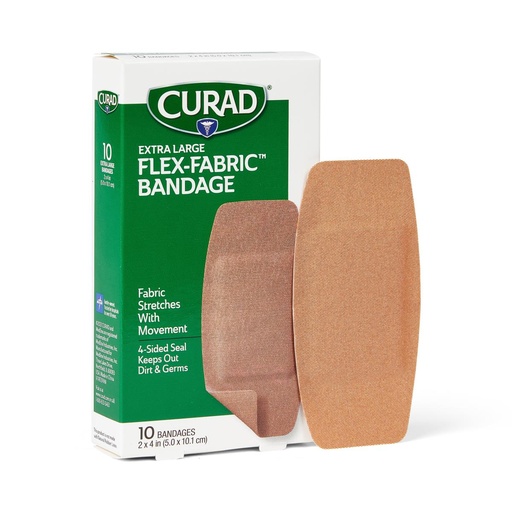 [CUR00727RBV1] CURAD Flex-Fabric Adhesive Bandages, Extra Large 2" x 4" Strips