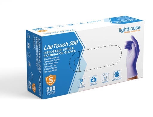 [LMNG22001] LiteTouch 200 Small Nitrile Medical Examination Gloves, Powder-Free, Non- Sterile, Violet 200 / Box