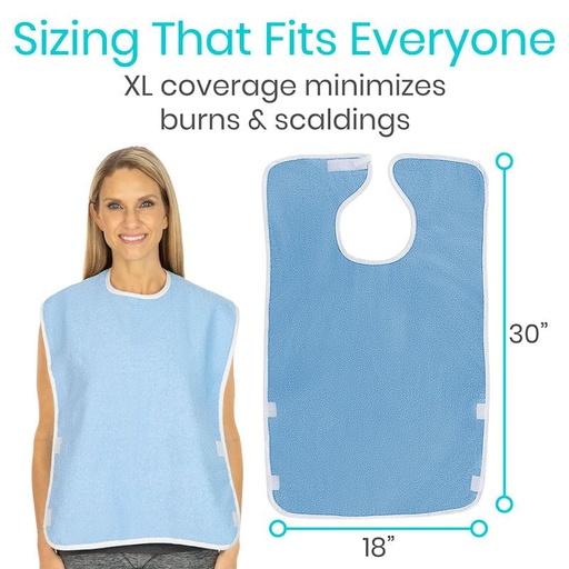 [LVA1084PAK6] Vive Adult Bibs18" x 30", Blue